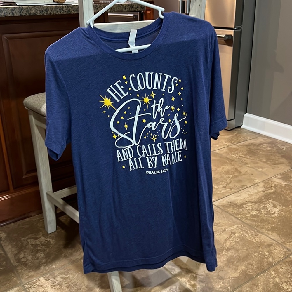 Size large, bella canvas navy T-shirt